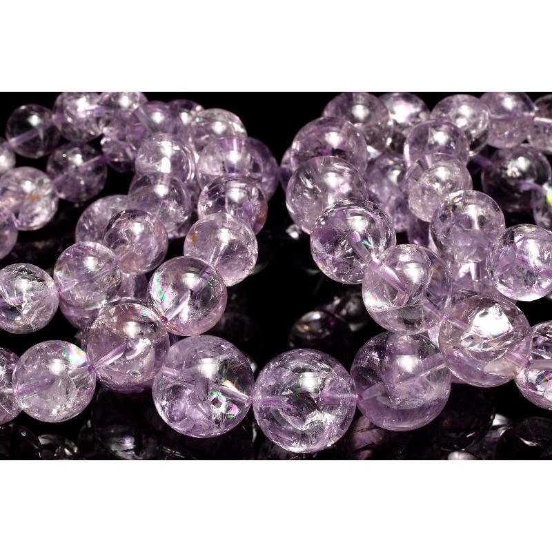 ◆天然石ブレス◆紫水晶綺璃(アメジストキリ) 虹入り◇ボリビア産 アメジスト 13.5mm ブレスレット 1個売り _BG6267