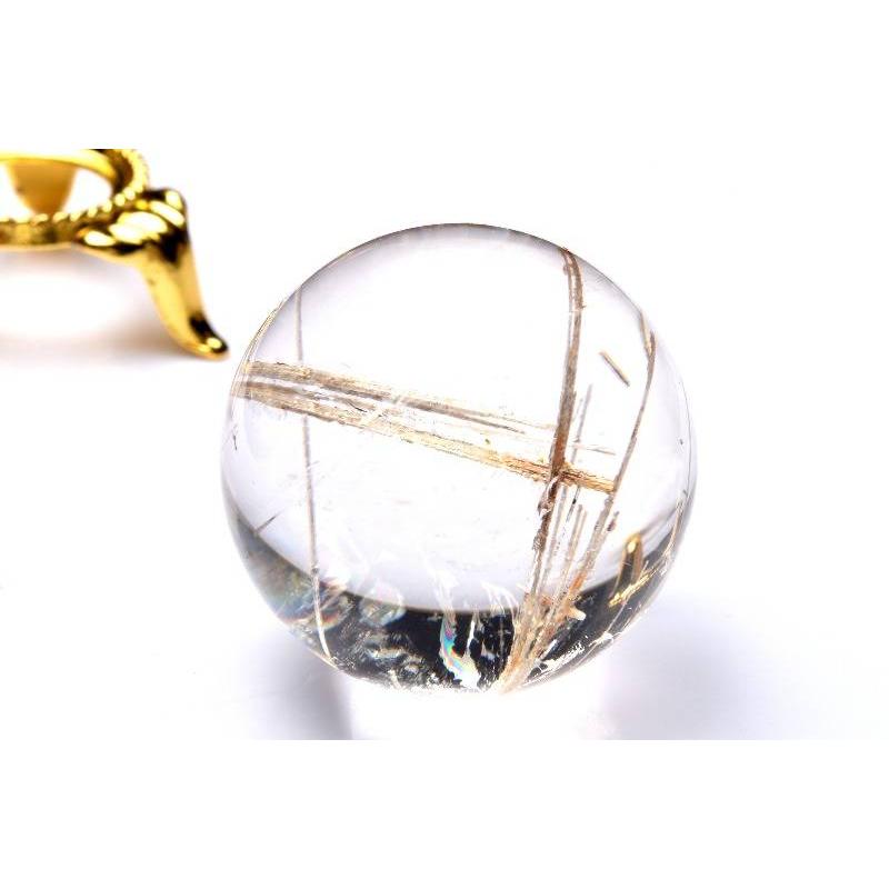 1点物】5A級☆抜群の透明度 ホワイトトルマリンインクォーツ 34mm 丸