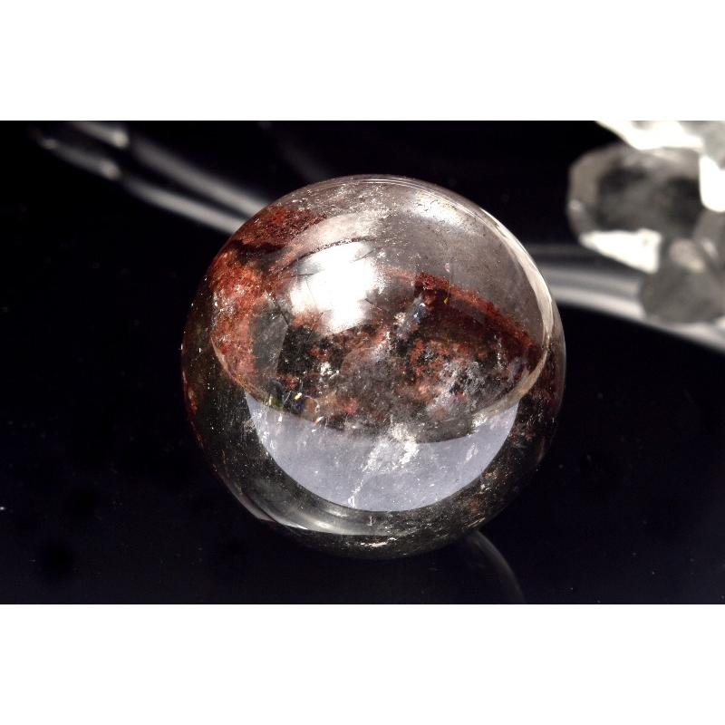 1点物】幻想風景 ガーデンクォーツ(庭園水晶) 30mm 丸玉(台座付き