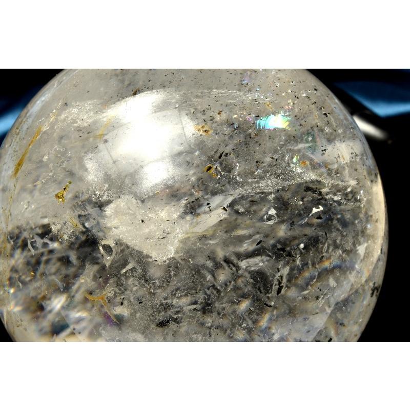 【１点物】迫力の大玉！◇虹入り レインボー水晶 80mm 丸玉(台座付き) スフィア  _CG6858【宅急便のみ】の画像