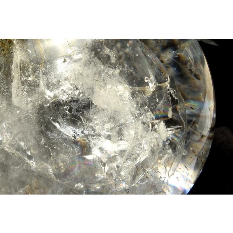 【１点物】迫力の大玉！◇虹入り レインボー水晶 80mm 丸玉(台座付き) スフィア  _CG6858【宅急便のみ】の画像