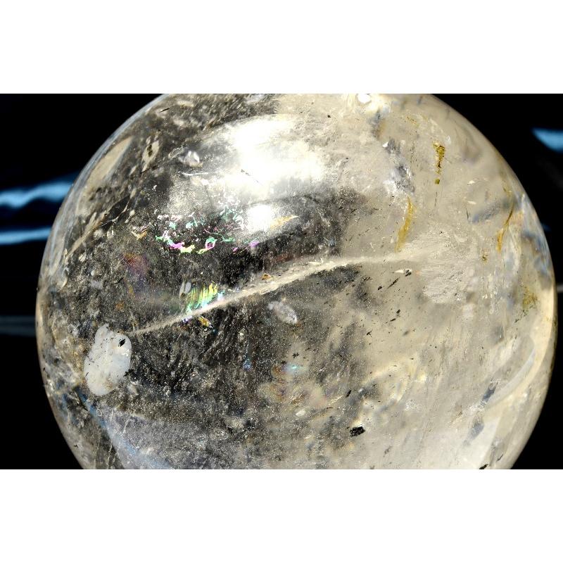 【１点物】迫力の大玉！◇虹入り レインボー水晶 80mm 丸玉(台座付き) スフィア  _CG6858【宅急便のみ】の画像
