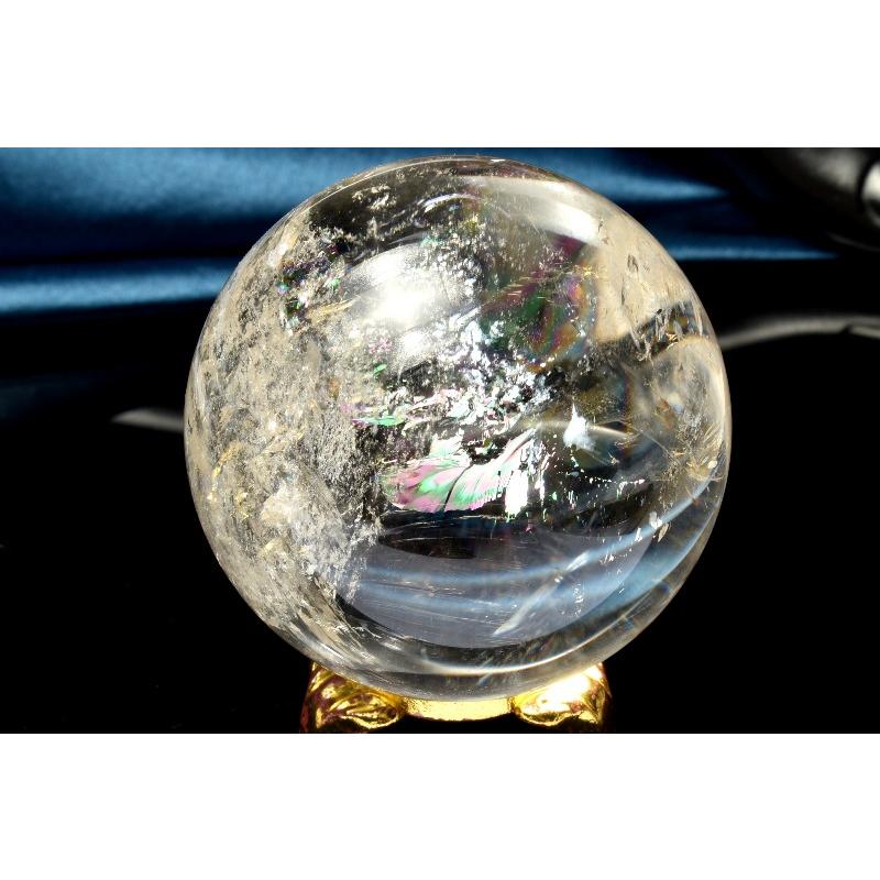 【１点物】高透明◇アイリスクォーツ レインボー水晶 50mm 丸玉(台座付き) スフィア _CG7172【宅急便のみ】の画像
