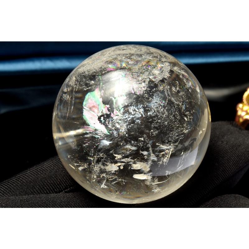 【１点物】高透明◇アイリスクォーツ レインボー水晶 50mm 丸玉(台座付き) スフィア _CG7172【宅急便のみ】の画像