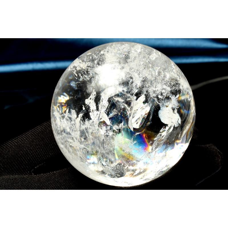 1点物】高透明◇アイリスクォーツ レインボー水晶 56mm 丸玉(台座付き