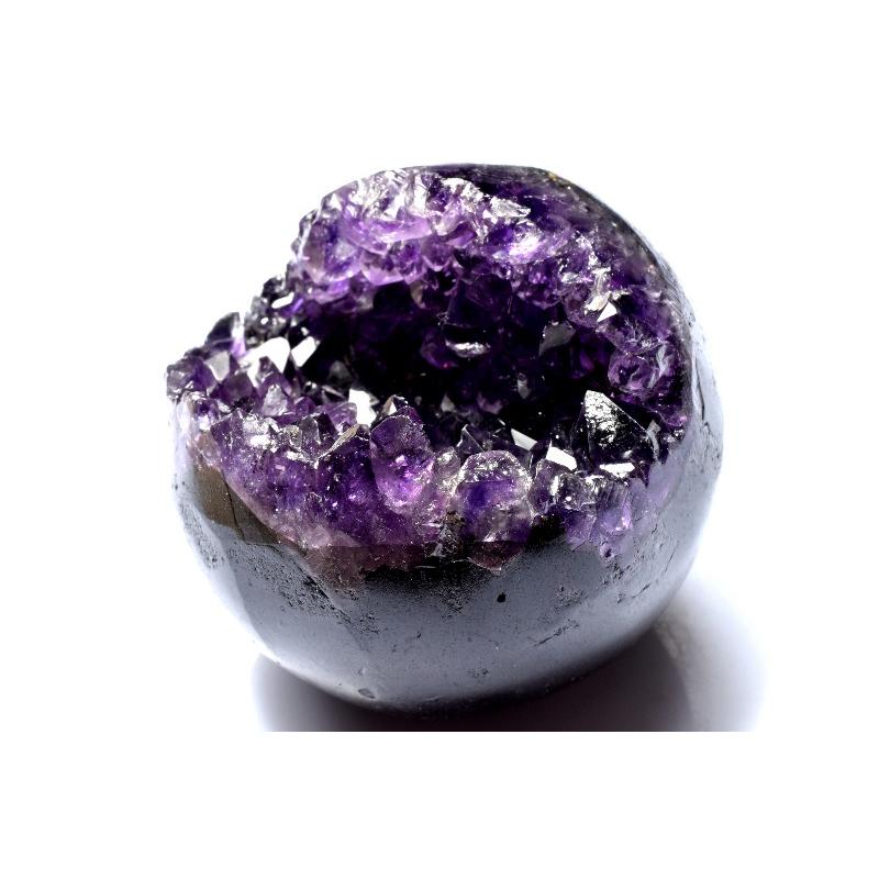 1点物】笑口ジオード アメジスト 64mm 丸玉(台座付き) スフィア