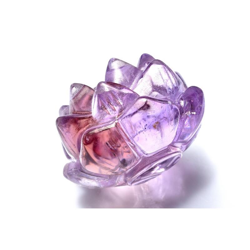 1点物】繊細彫刻 アメトリン 38x27mm 睡蓮花彫刻 置物 _CG7441