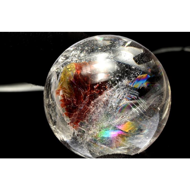 高品質水晶スフィア♡♡No.2631 1点物】虹入り！ オーロラクォーツ 31mm 丸玉(台座付き) スフィア