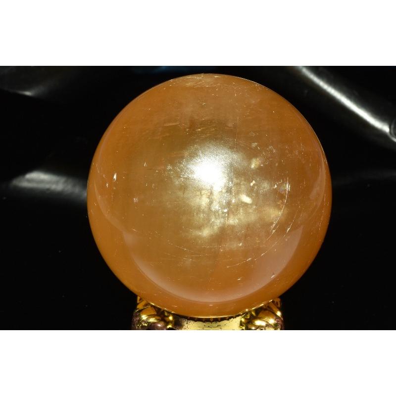 イエローカルサイト　スフィア　丸玉　台座付き 1点物】キャッツアイ効果 イエローカルサイト 58mm 丸玉(台座付き