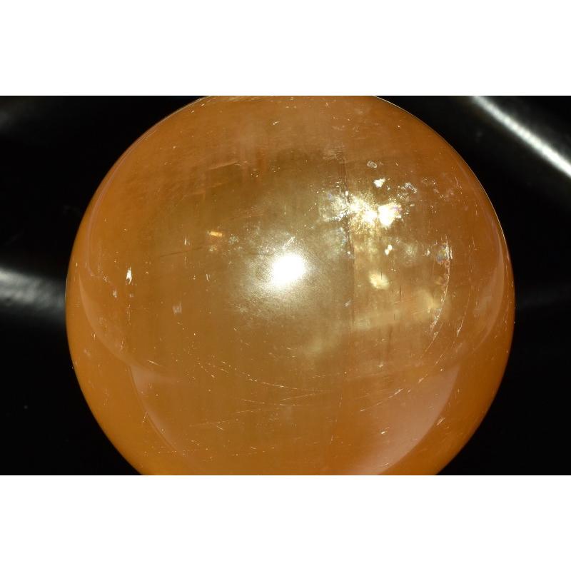 1点物】キャッツアイ効果 イエローカルサイト 58mm 丸玉(台座付き