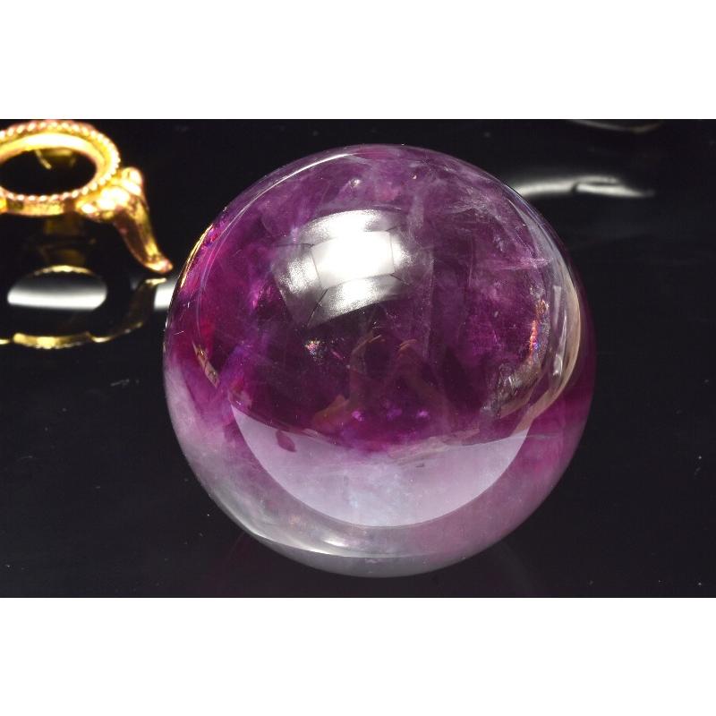 1点物】希少◇バイカラー フローライト 51.5mm 丸玉(台座付き