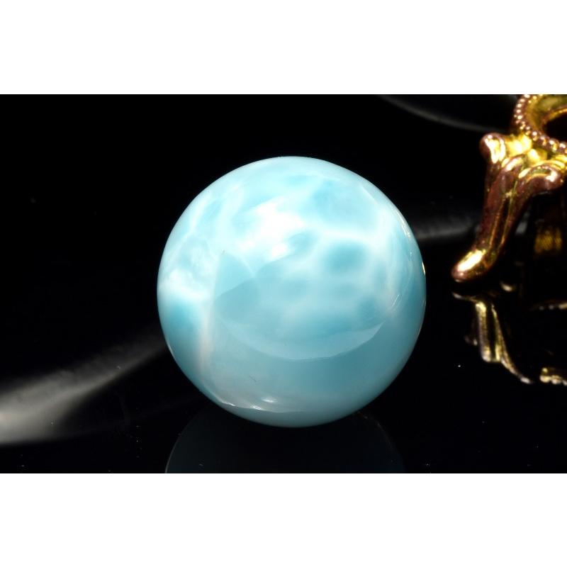 1点物】くっきり波模様 ラリマー 23.5mm 丸玉(台座付き) スフィア