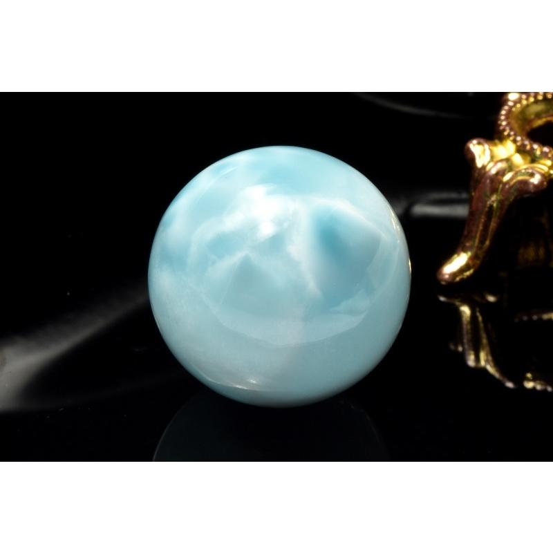 1点物】くっきり波模様 ラリマー 23.5mm 丸玉(台座付き) スフィア