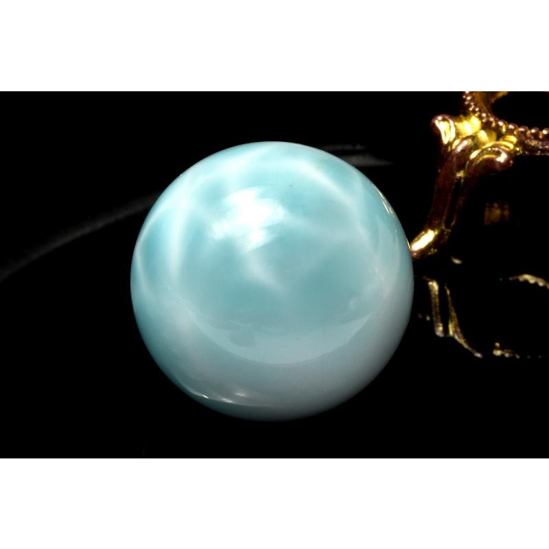 模様くっきり！ラリマースフィア 1点物】くっきり波模様 ラリマー 25mm 丸玉(台座付き) スフィア