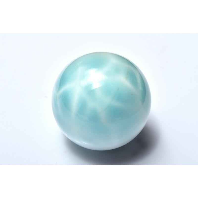 1点物】くっきり波模様 ラリマー 25mm 丸玉(台座付き) スフィア