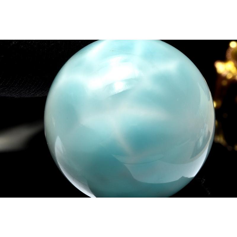 1点物】くっきり波模様 ラリマー 25mm 丸玉(台座付き) スフィア