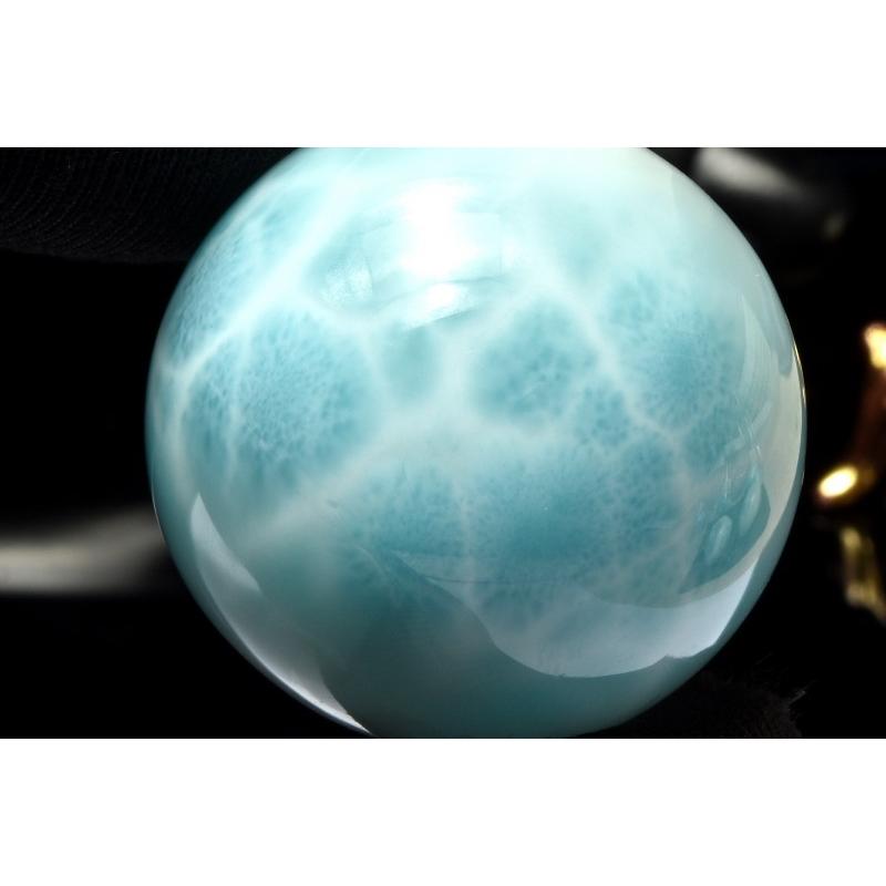 模様くっきり！ラリマースフィア 1点物】くっきり波模様 ラリマー 30mm 丸玉(台座付き) スフィア