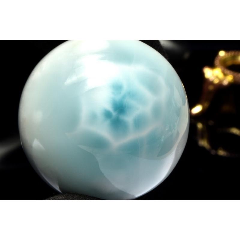 1点物】くっきり波模様 ラリマー 29mm 丸玉(台座付き) スフィア 
