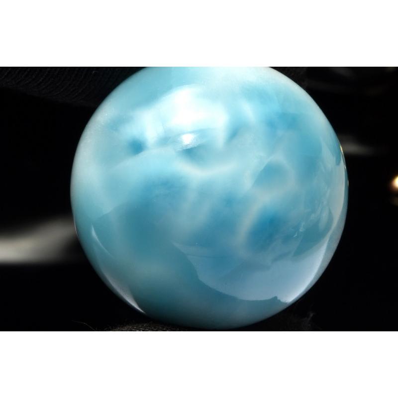 1点物】くっきり波模様 ラリマー 25mm 丸玉(台座付き) スフィア 