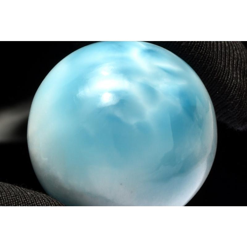 1点物】くっきり波模様 ラリマー 25mm 丸玉(台座付き) スフィア