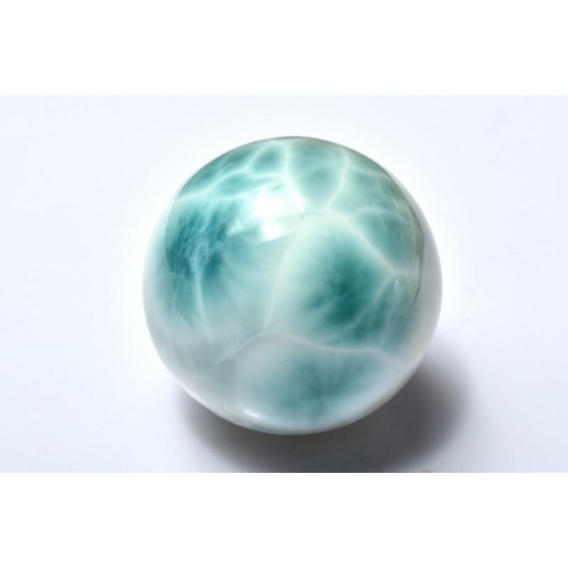 1点物】くっきり波模様 ラリマー 30mm 丸玉(台座付き) スフィア