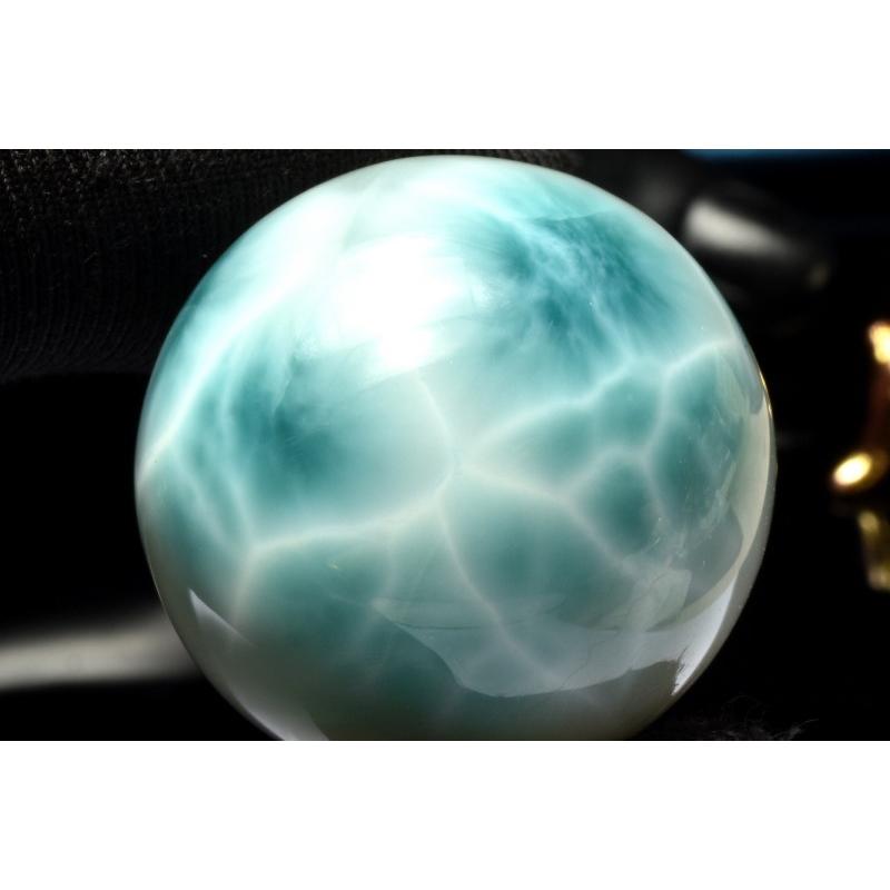 模様くっきり！ラリマースフィア 1点物】くっきり波模様 ラリマー 30mm 丸玉(台座付き) スフィア