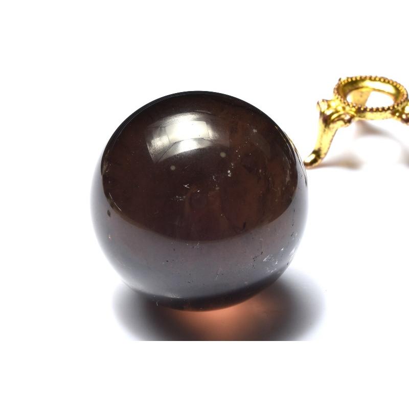 邪気払いのお守りに 黒水晶モリオン 38mm 丸玉(台座付き) スフィア 1個