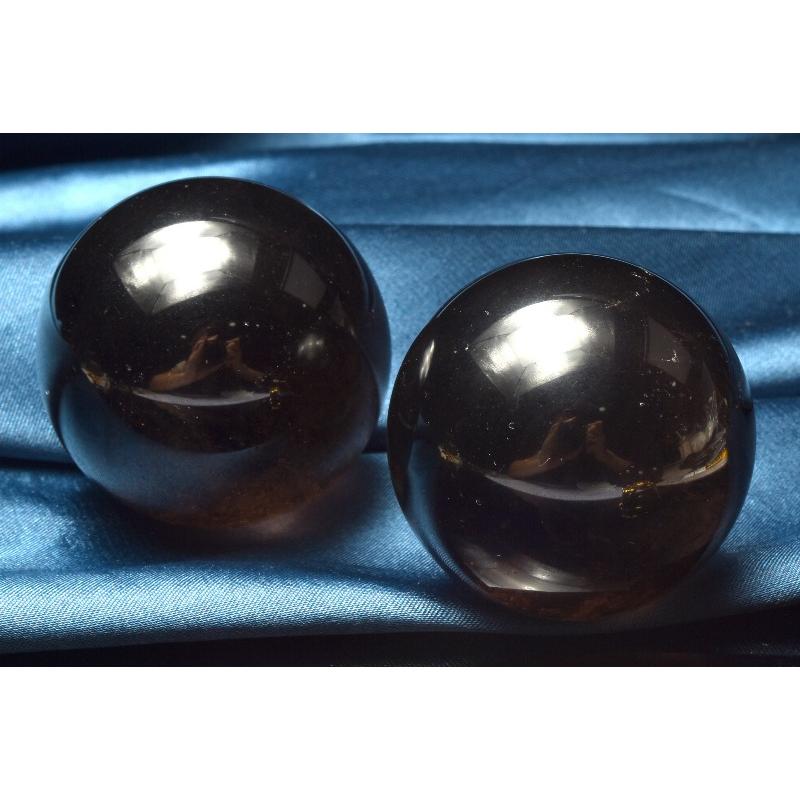 邪気払いのお守りに 黒水晶モリオン 38mm 丸玉(台座付き) スフィア 1個