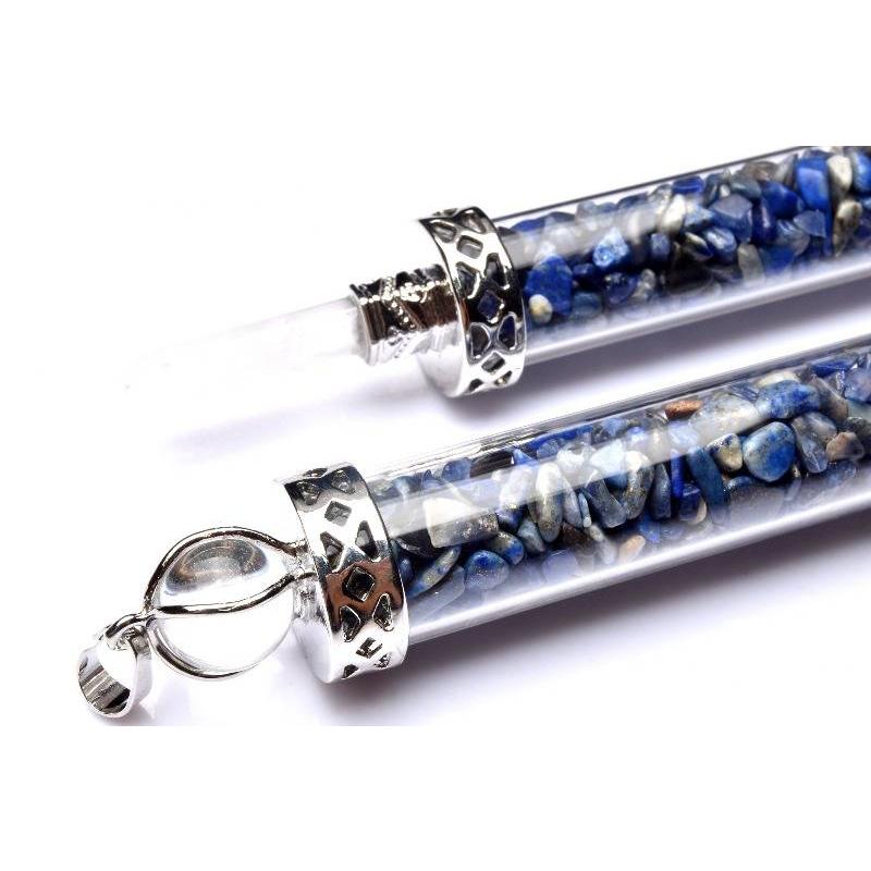 魔法の杖 ラピスラズリ 129x17mm 天然水晶丸珠付き さざれ入りマジック 