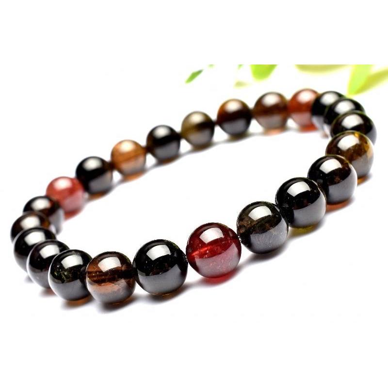 1点物】透明濃色◇マルチカラー トルマリン 8mm ブレスレット _K5903