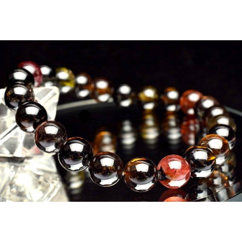 1点物】透明濃色◇マルチカラー トルマリン 8mm ブレスレット _K5903