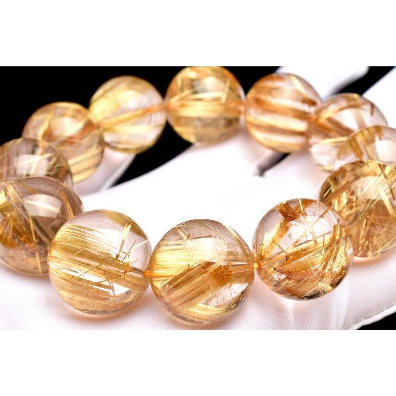 1点物】AAAA高品質◇希少大珠 ゴールデンタイチンルチルクォーツ 20mm 