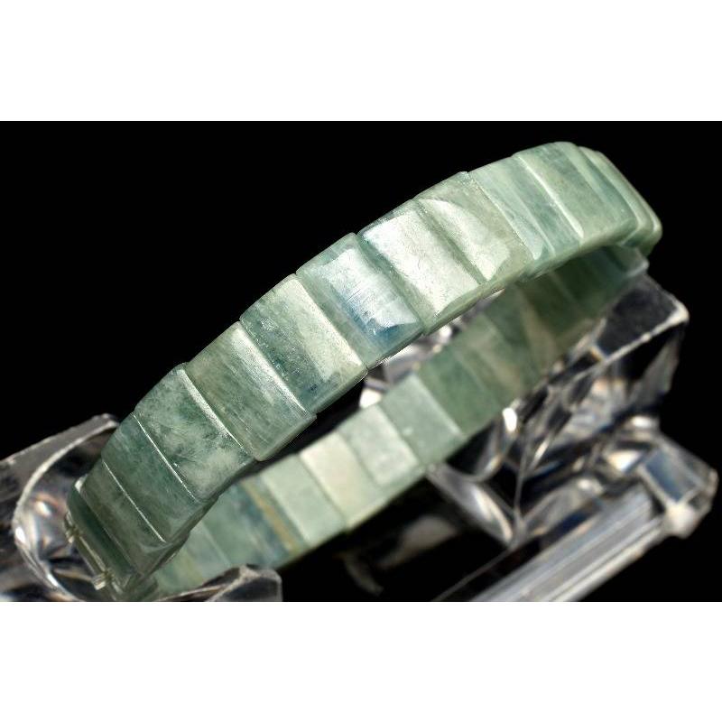 【新品未使用】グリーンカイヤナイト バングル（ブレスレット） 1点物】希少カラー グリーンカイヤナイト 6.5x11mm バングル _L2302