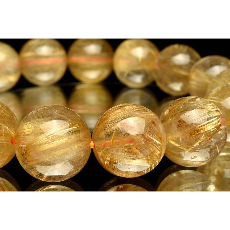 1点物】金運UPに ゴールドタイチンルチルクォーツ 14mm ブレスレット 