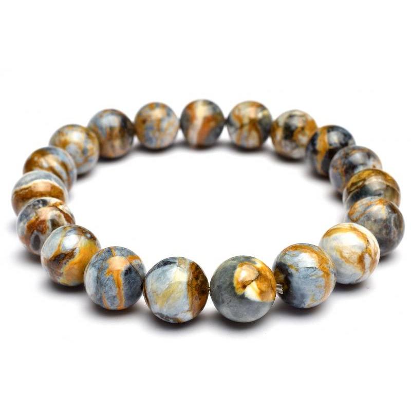 1点物】レア◇マーブル模様 ブルーオパール 10.5mm ブレスレット