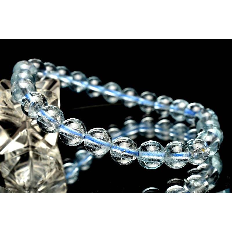 【極上,希少】天然ブルートパーズ　ダイヤカット　ブレスレット　美品　珍品 1点物】澄み渡る美しさ！ ブルートパーズ 7mm ブレスレット _L7837