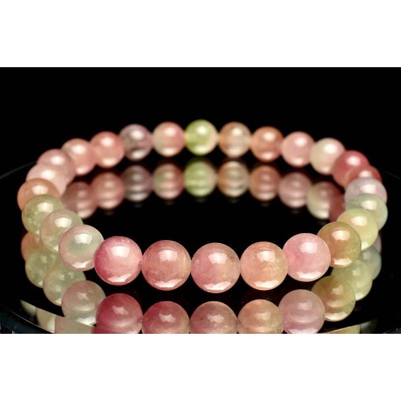 希少‼︎高品質‼︎メロントルマリンビーズ ストレッチブレスレット イギリス発送 限定一本 透明度高い ウォーターメロントルマリン