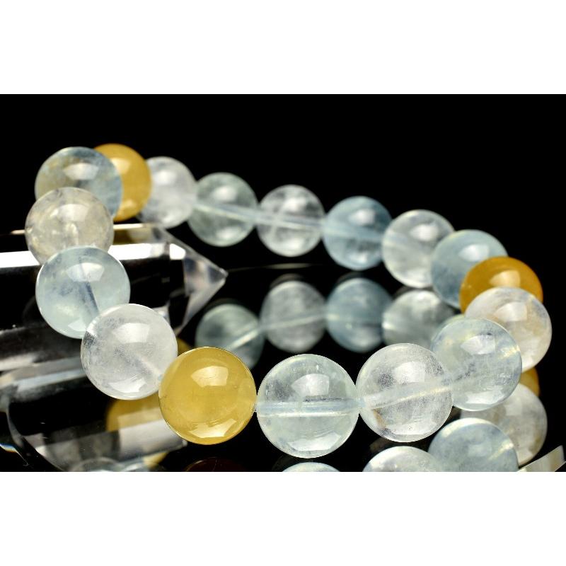 1点物】ヘリオドール入り アクアマリン 12-13mm ブレスレット _M1602