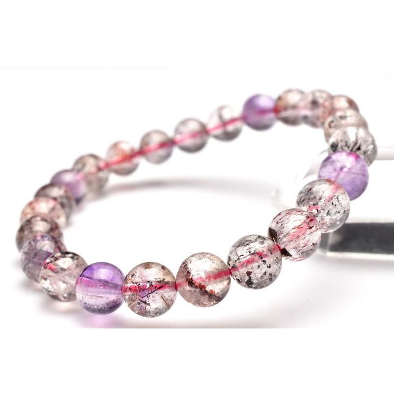 1点物】高品質◇クリア スーパーセブン 7.5mm ブレスレット _M6665