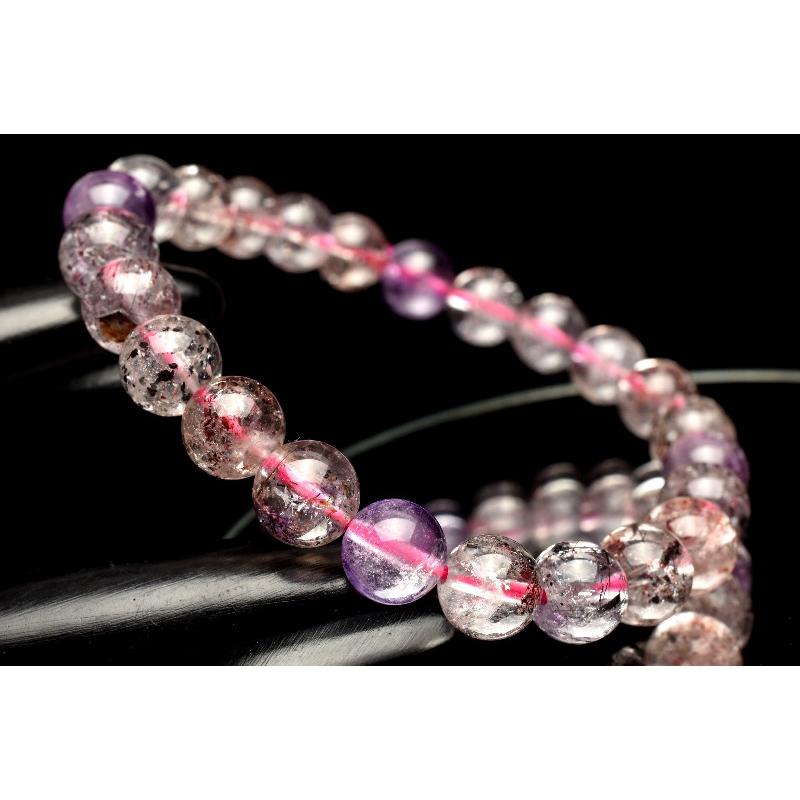 1点物】高品質◇クリア スーパーセブン 7.5mm ブレスレット _M6665