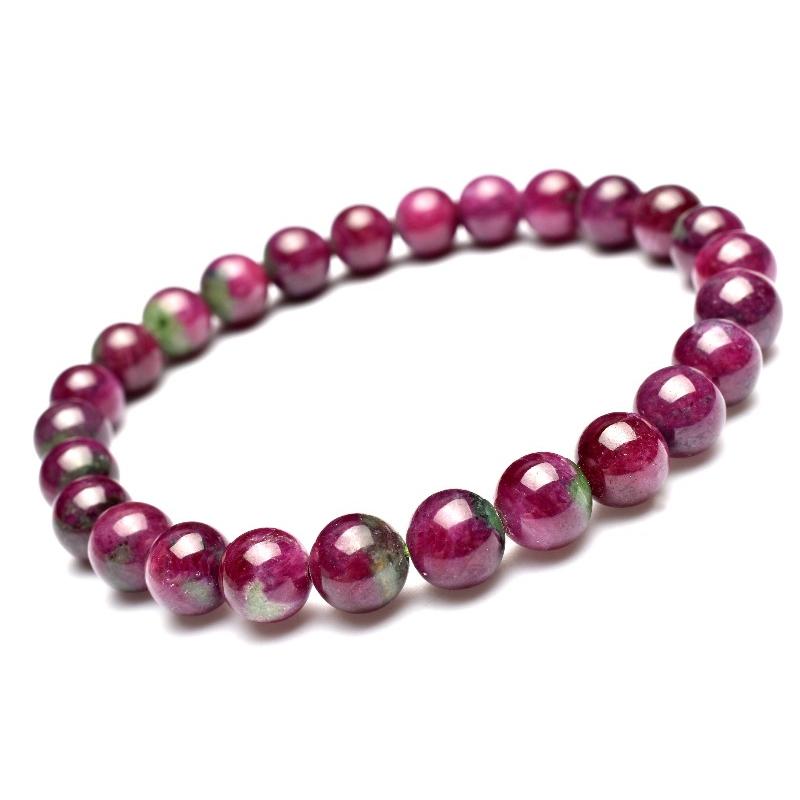 1点物】ナイジェリア産 ルビーインゾイサイト 7.5mm ブレスレット