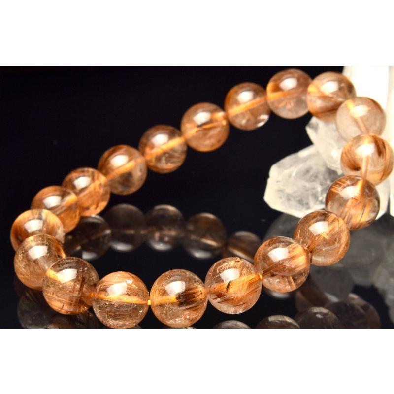 1点物】高透明 タイガータイチンルチルクォーツ 10mm ブレスレット