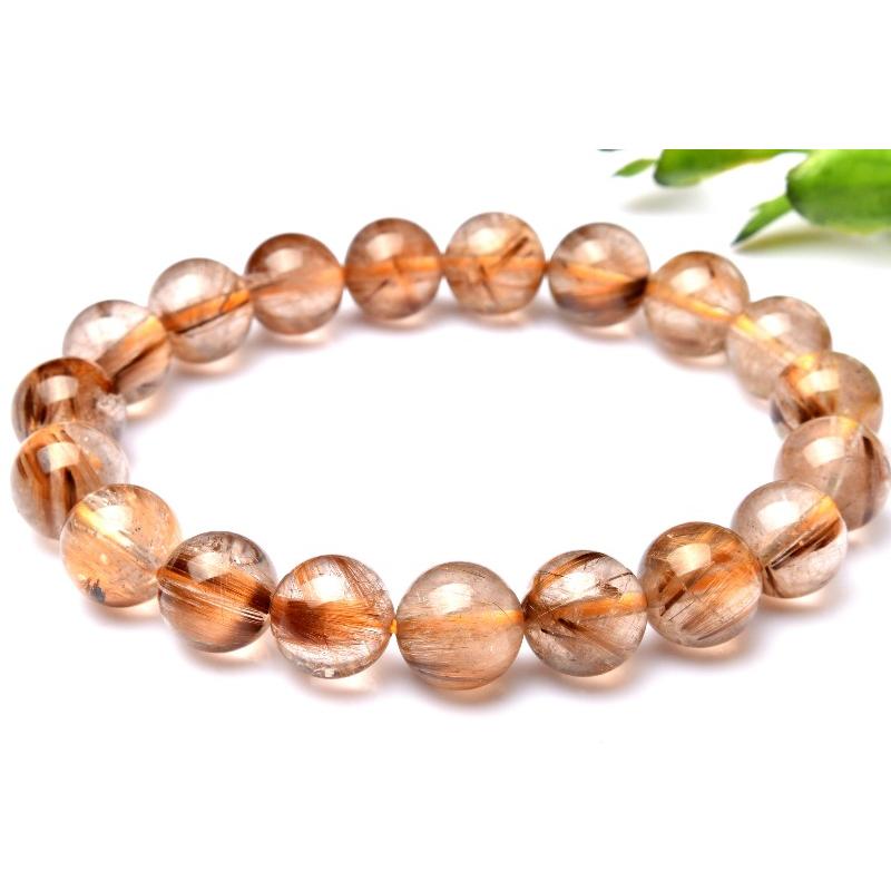 1点物】高透明 タイガータイチンルチルクォーツ 10mm ブレスレット