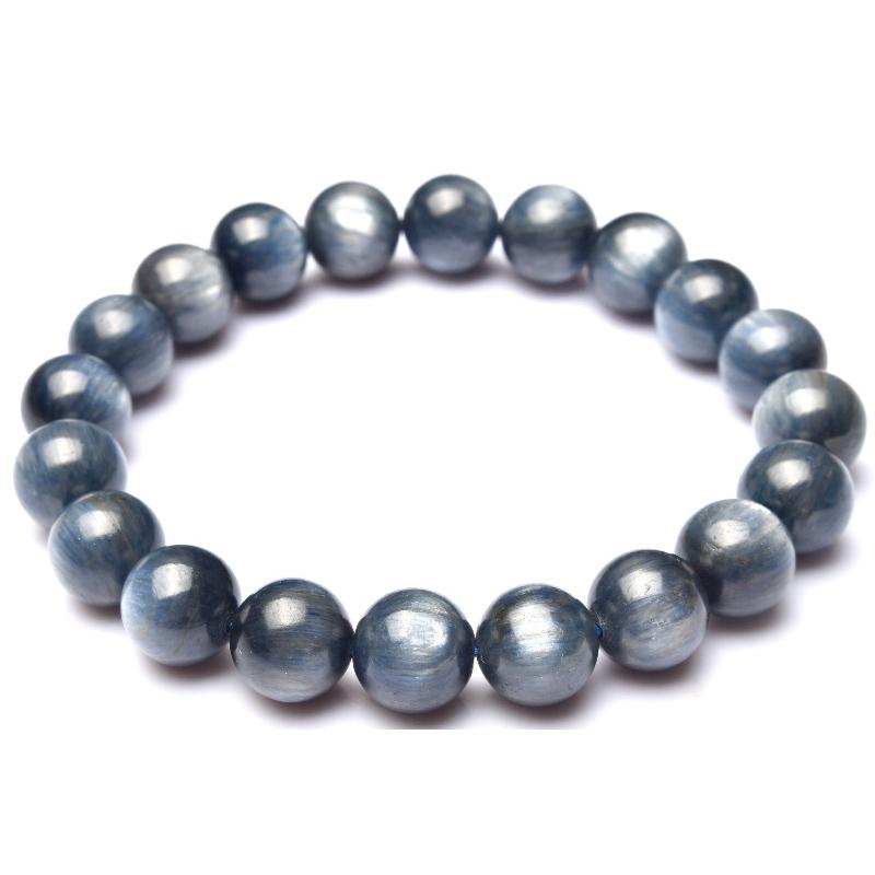 1点物】天然色◇キャッツアイ効果 カイヤナイト 10mm ブレスレット 