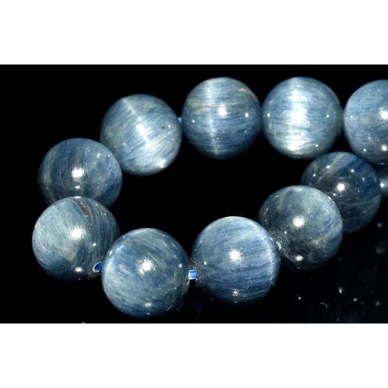1点物】天然色◇キャッツアイ効果 カイヤナイト 10.5mm ブレスレット 
