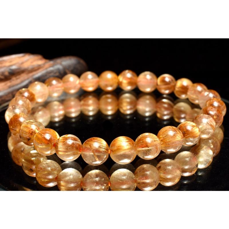 1点物】AAA☆迫力金針 ゴールドタイチンルチルクォーツブレスレット