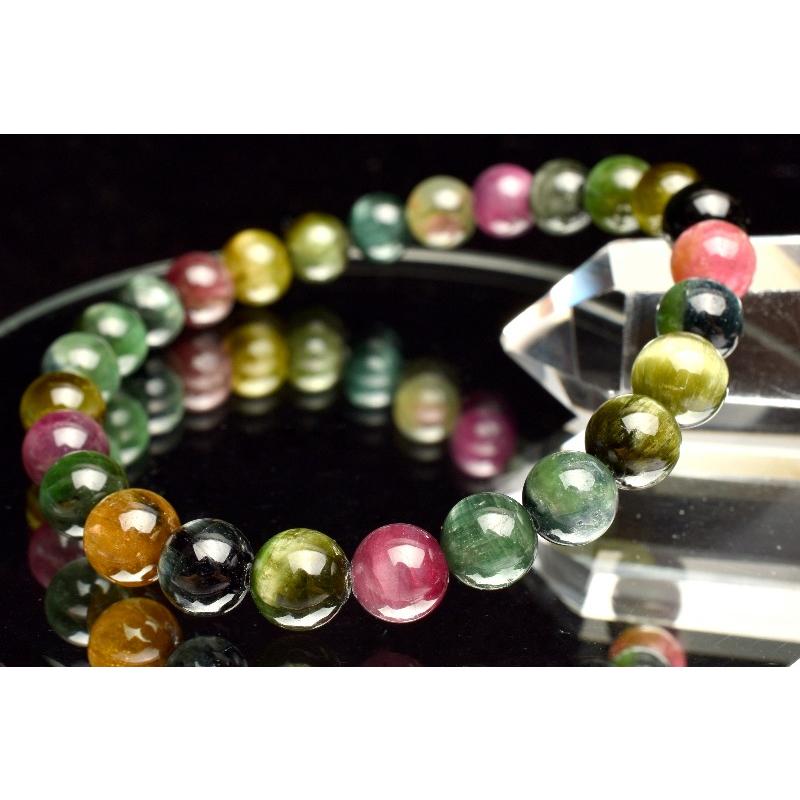 1点物】AAA☆キャッツアイ効果 トルマリン 7mm ブレスレット _MA3378