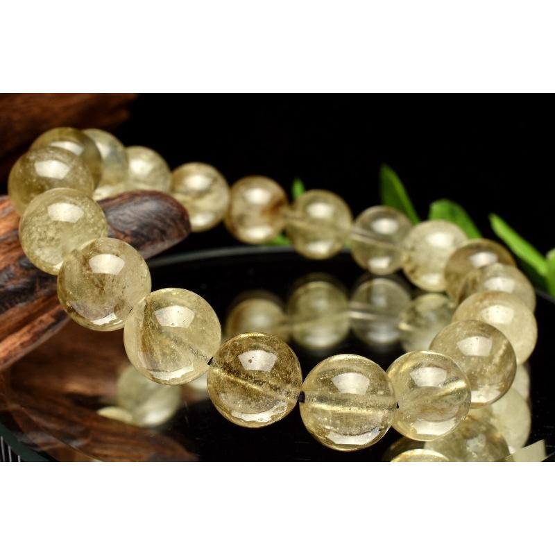 1点物】ブラックファントム入り◇ リビアングラス 11mm ブレスレット