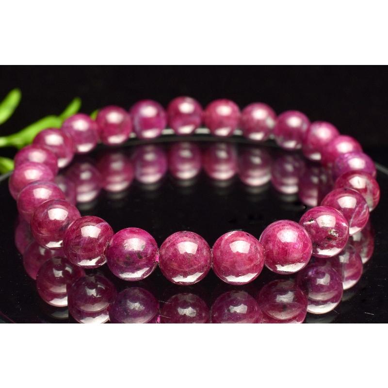 1点物】ミャンマー産◇勝利の石 ルビー 8.5mm ブレスレット _MA4089