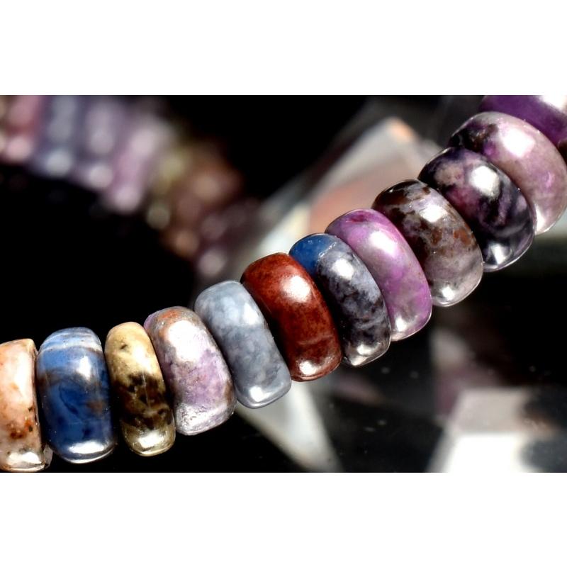 1点物】希少形状 スギライト(杉石) 2x4.5mm ボタン ブレスレット